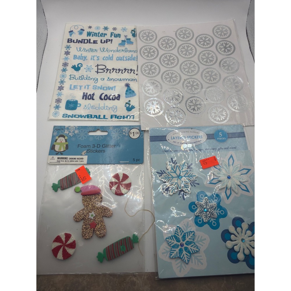 Mixed Lot Scrapbooking Stickers Embellishments Winter Christmas Floral 3D Foam